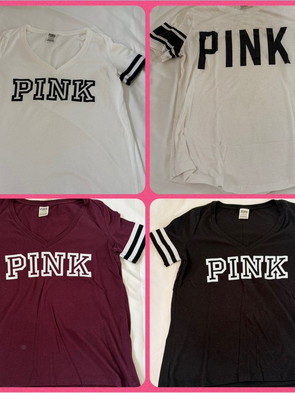 PINK Victoria's Secret V‑Neck Varsity Tee LOT OF 4 shirts